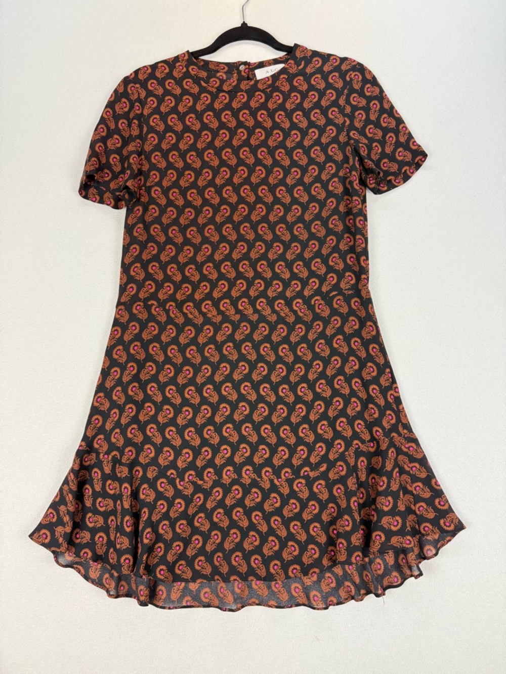 A.L.C. 100% Silk Dress Floral/Paisley Print Swing Dress